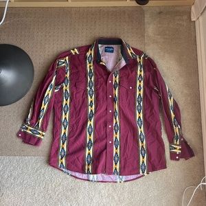 Men’s Large Button down Western Style Wrangler Fashion Shirt